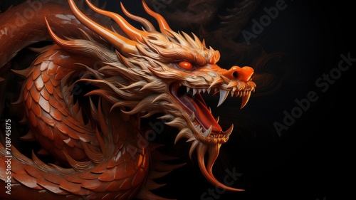 chinese dragon  copy space  realistic  HD - generative ai