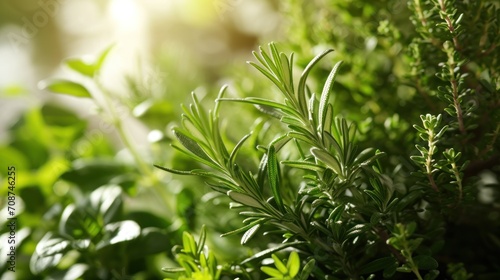  a close up of a green plant with sunlight shining through the leaves on the top of the plant and on the side of the plant is a blurry background.