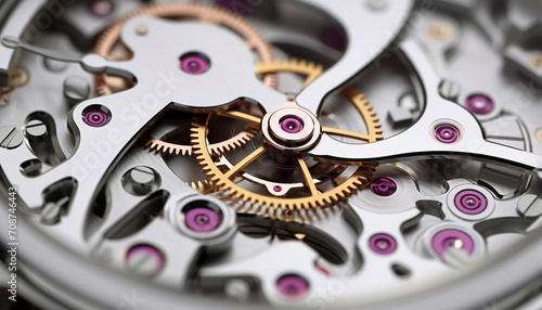 Wallpaper Mural Clockworks turning, precision mechanics in steel generated by AI Torontodigital.ca