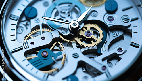 Clockworks in motion, precision of timekeeping machinery generated by AI