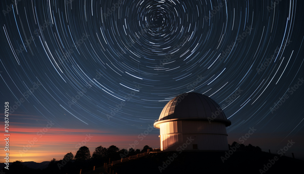 Watching the star trail in the dark night generated by AI Watching the star trail in the dark night generated by AI