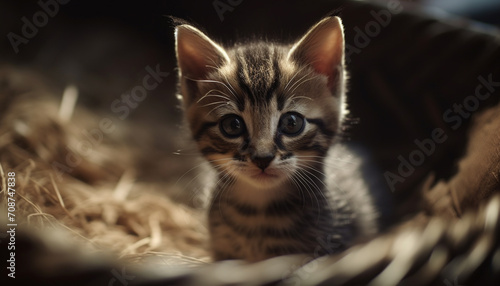 Cute kitten with soft fur, staring, playful, and charming generated by AI © Jeronimo Ramos