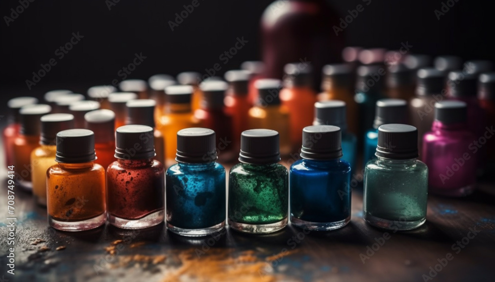 Aromatherapy bottle medicine, relaxation, beauty, liquid, backgrounds, herbal, purple, scent, spa generated by AI Aromatherapy bottle medicine, relaxation, beauty, liquid, backgrounds, herbal, purple, scent, spa generated by AI