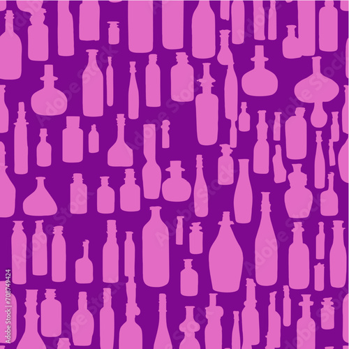 Seamless pattern with bottles, vector