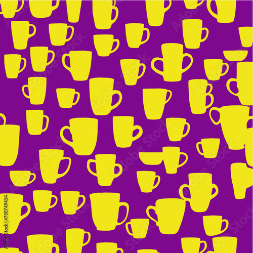 Seamless pattern with mugs, vector