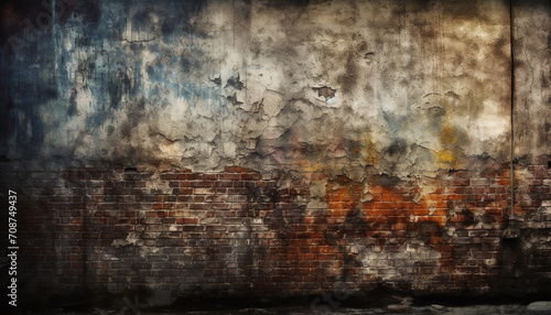 Dirty, old backgrounds damaged rusty wall building feature weathered grunge generated by AI