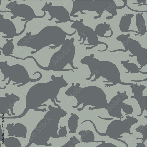 Seamless pattern with rats