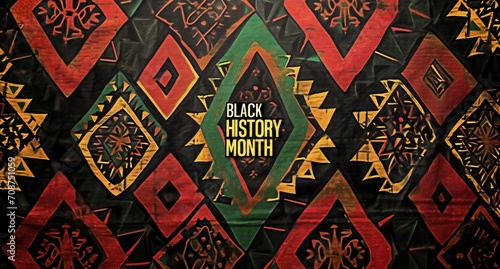 the logo for black history month with an ornamental red and green geometric pattern in the style of historical illustration Generative AI photo