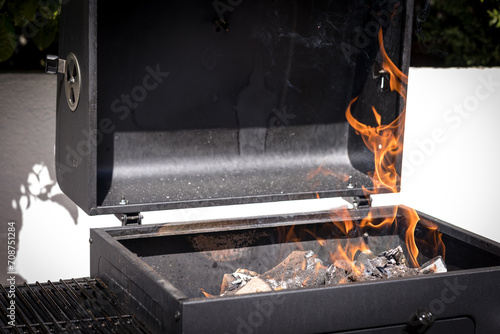 fire and embers for the barbecue, preparing to be ready to put on the grill