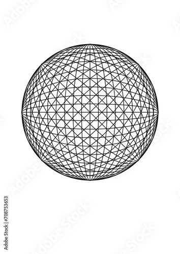 Circular area filled with an complex abstract mesh-like line pattern, modern art