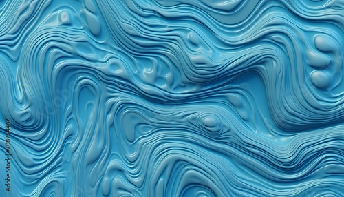 Liquid pastel blue wavy plastic texture. Wrinkles background. art illustration