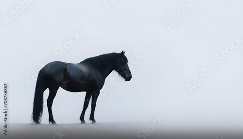 minimalist photography of a black horse, japanesse minimalism photo