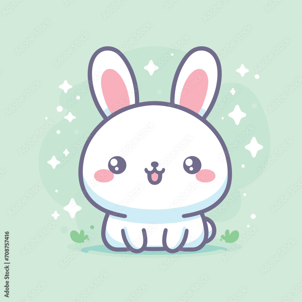 Fototapeta premium cute rabbit cartoon icon illustration
