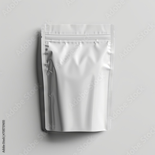 Empty pouch bag mockup, packet, white background " ai generated "