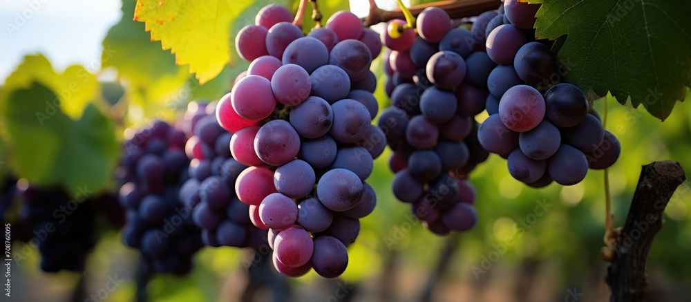 purple grapes in the vineyard and ready to harvest