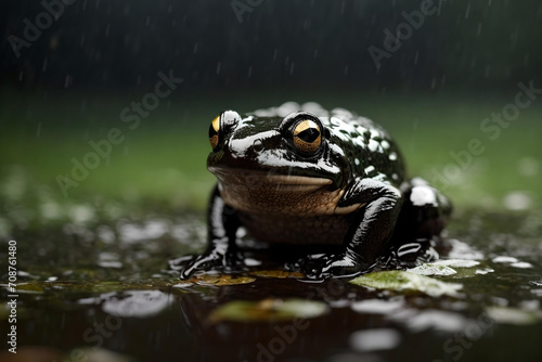 Black Rain Frog in a jungle environment photo