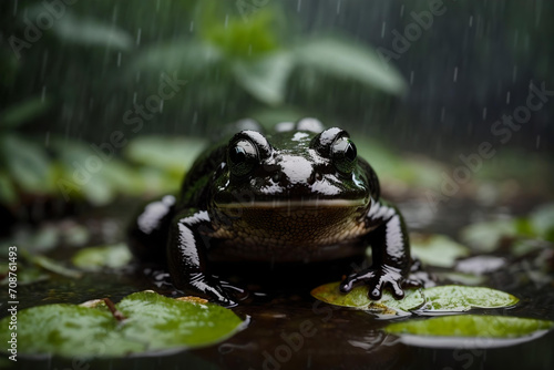 Black Rain Frog in a jungle environment photo