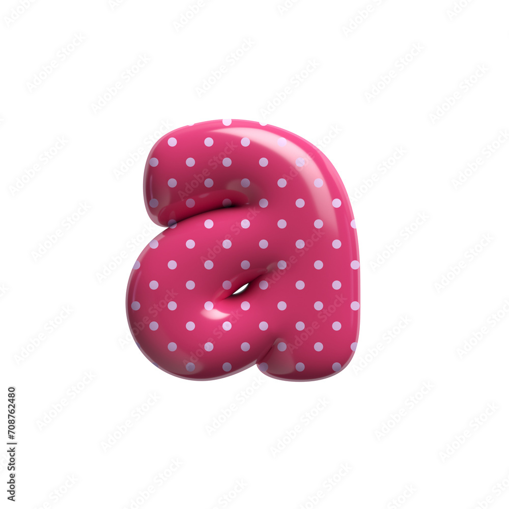 Polka dot letter A - Lowercase 3d pink retro font - Suitable for Fashion, retro design or decoration related subjects