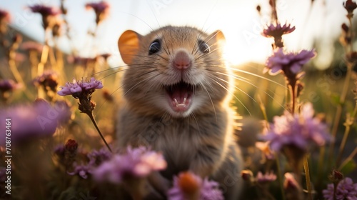 Small Rodent in a Field of Flowers photo