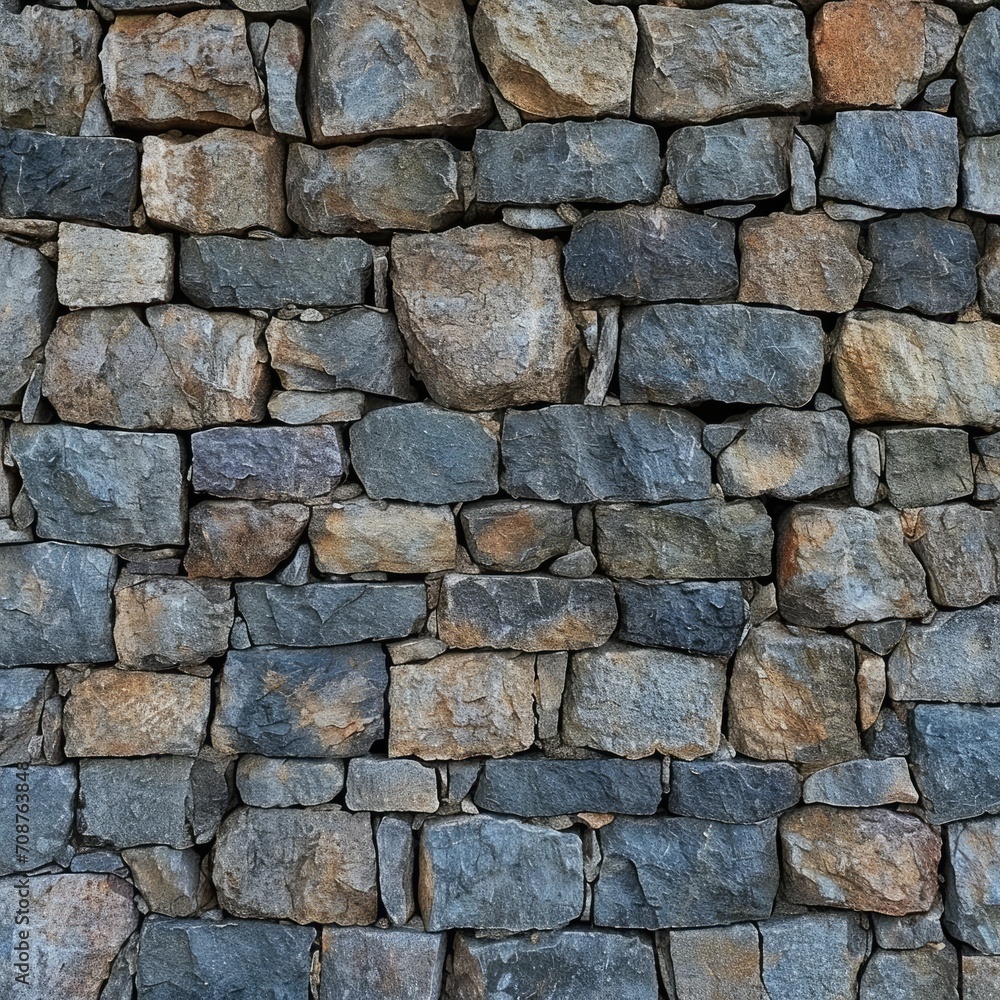 A brick wall made of various rocks and stones A brick wall made of various rocks and stones