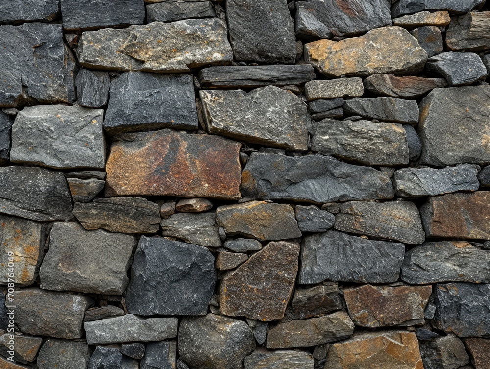 A brick wall made of various rocks and stones A brick wall made of various rocks and stones