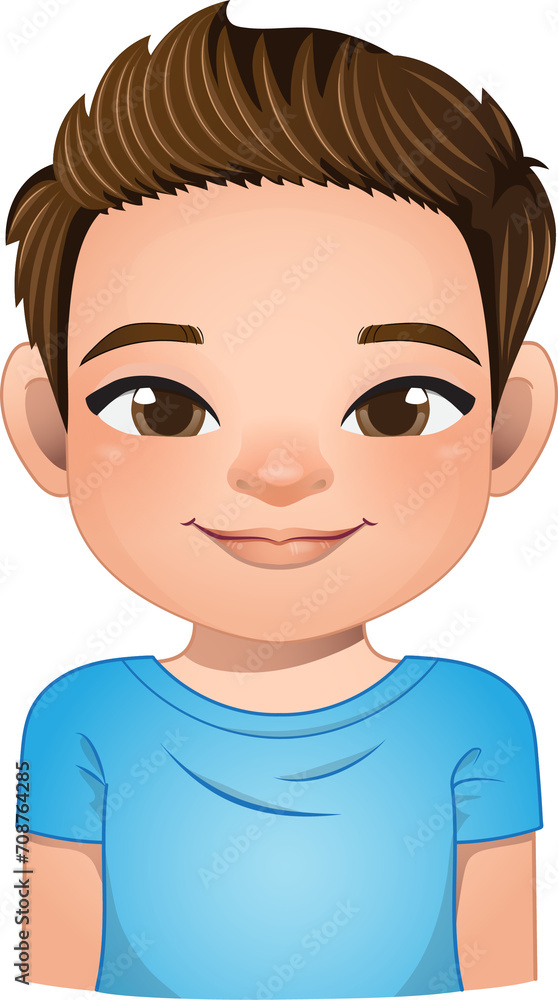 Fototapeta premium Little boy face, avatar, kid head with dreadlocks hair cartoon PNG