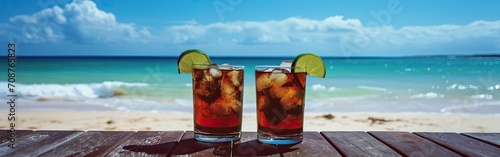 Two Glasses of Drinks on Wooden Table