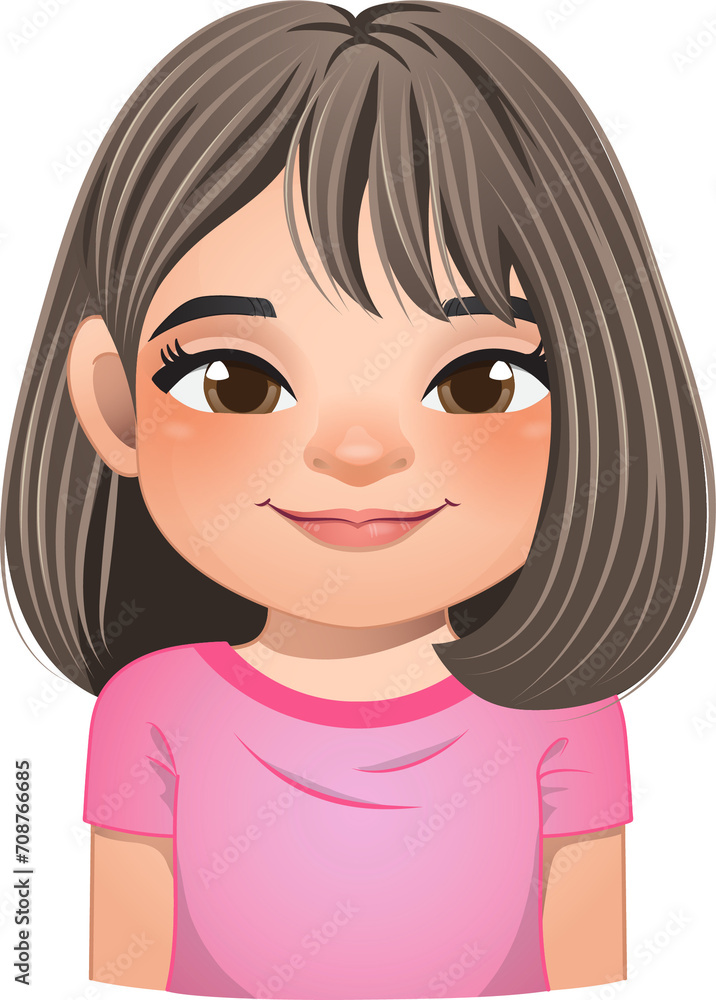 Little girl face, avatar, kid head with short hair cartoon PNG Little girl face, avatar, kid head with short hair cartoon PNG