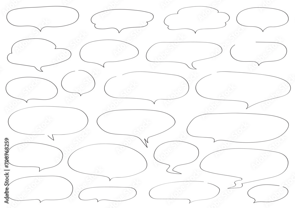Fototapeta premium ゆるい手書きのふきだしセット（線画のみ）