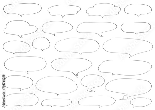ゆるい手書きのふきだしセット（線画のみ）