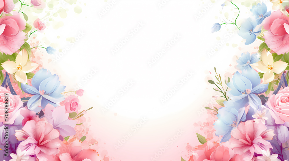 Empty floral frame with copy space for greeting card or invitation design