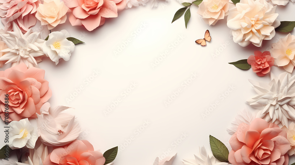 Empty floral frame with copy space for greeting card or invitation design