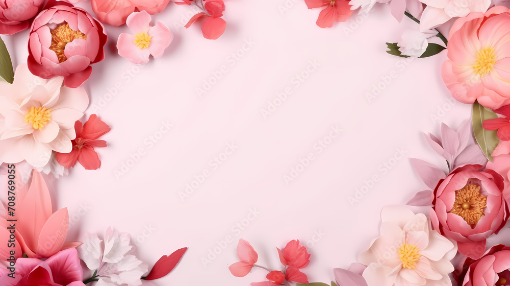 Empty floral frame with copy space for greeting card or invitation design Empty floral frame with copy space for greeting card or invitation design