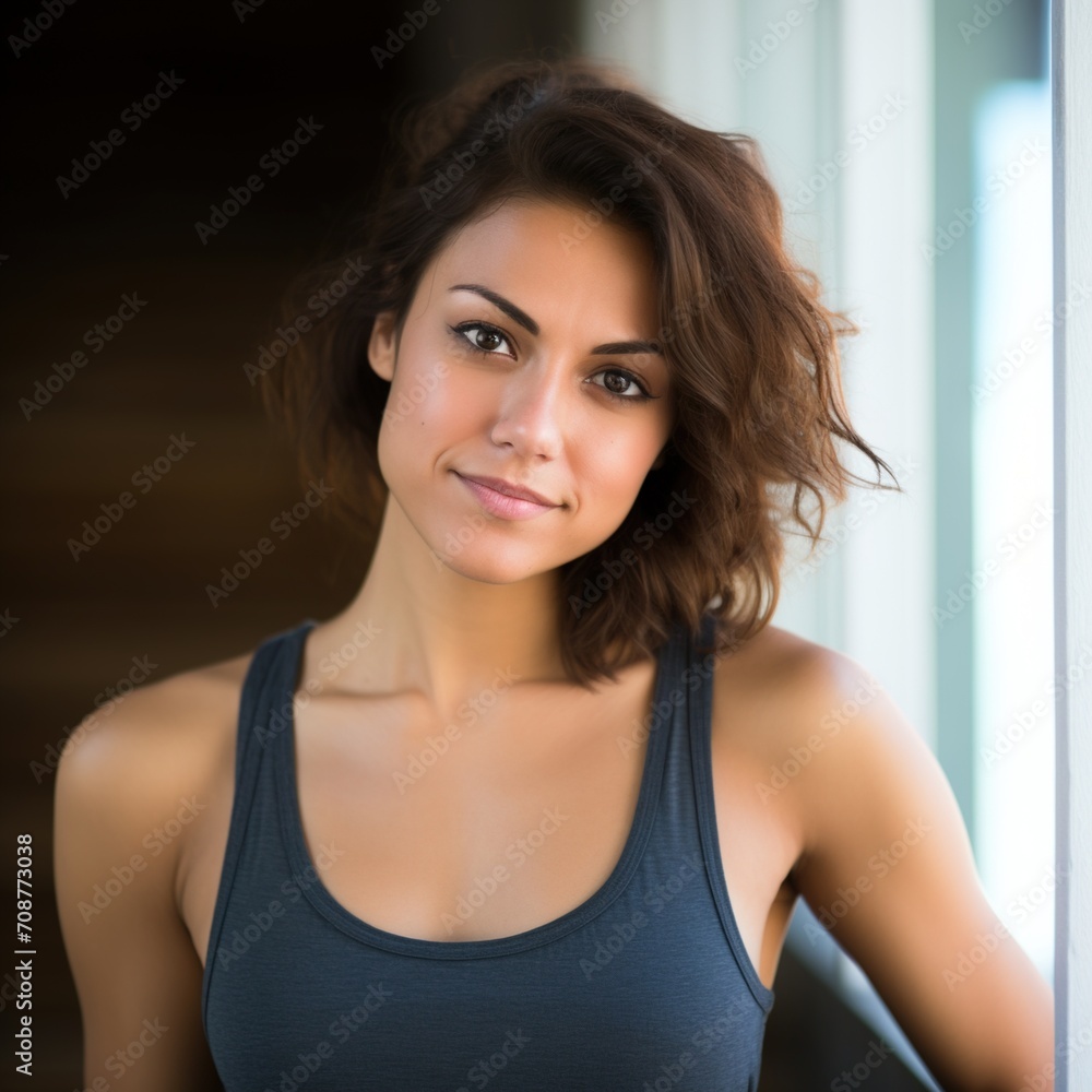 A young woman with short brown hair and brown eyes is smiling. A young woman with short brown hair and brown eyes is smiling.