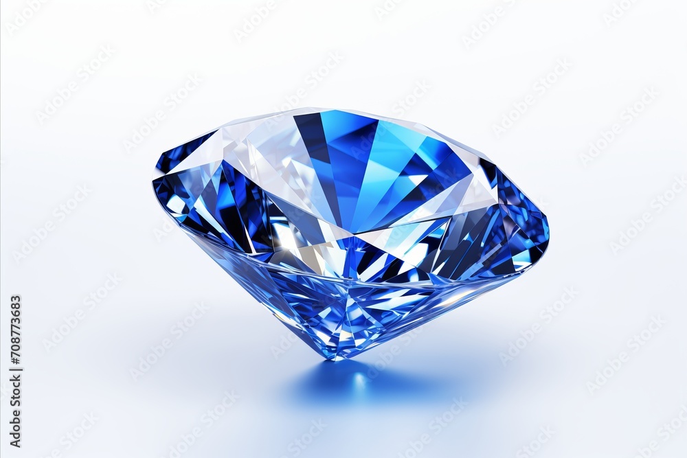 Blue diamond on white background isolated precious gemstone for jewelry and design concepts Blue diamond on white background isolated precious gemstone for jewelry and design concepts