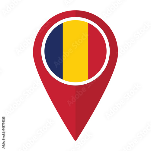 Free Download Flag of Chad. Chad flag on map pinpoint icon isolated. - GFXLoad