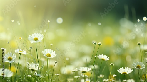 Vibrant and serene minimalistic blurred spring background in green colors for product placement