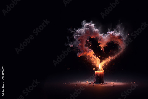 Heart Shaped Candle Smoke, Valentines Card Template, Greeting Card Template for your Loved Ones 