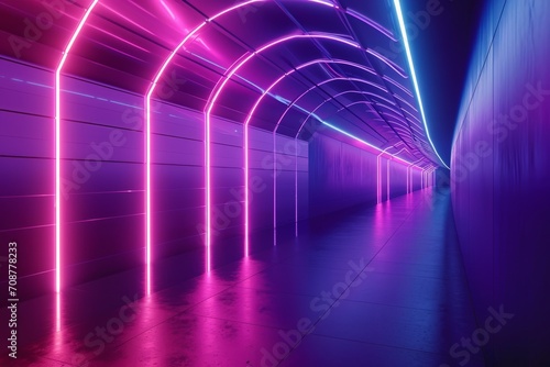 Abstract light streaks blur through a dark tunnel in a long exposure photograph