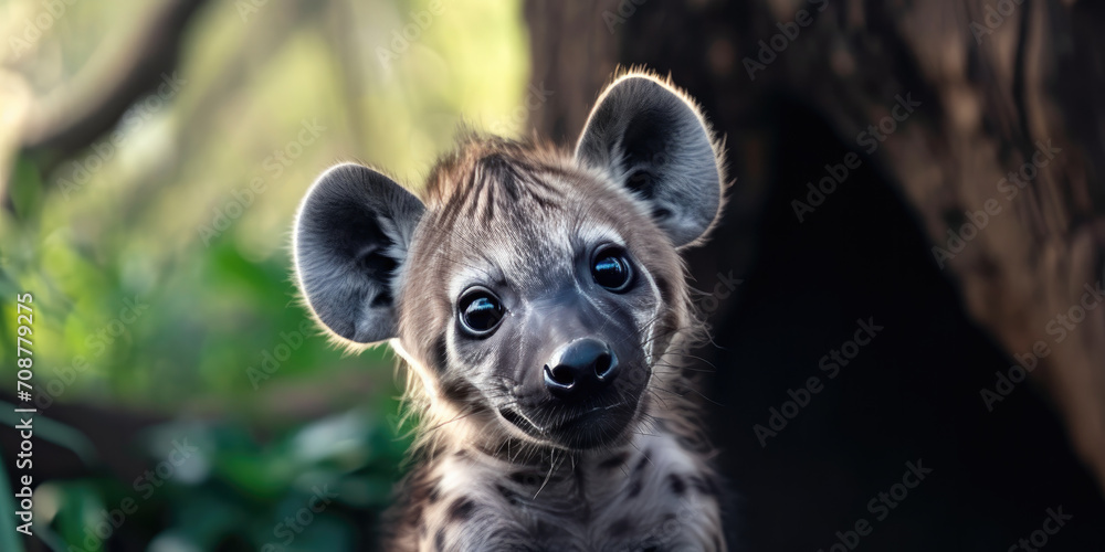 Obraz premium cute baby hyena, generative AI