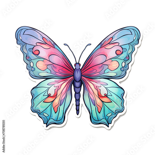 kawaii butterfly image design with PNG tranparent background. vector style kawaii butterfly illustration design for stickers, t-shirts and others. Generative Ai © mangsi