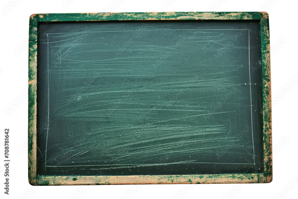 Fototapeta premium Empty green chalkboard, cut out - stock png.