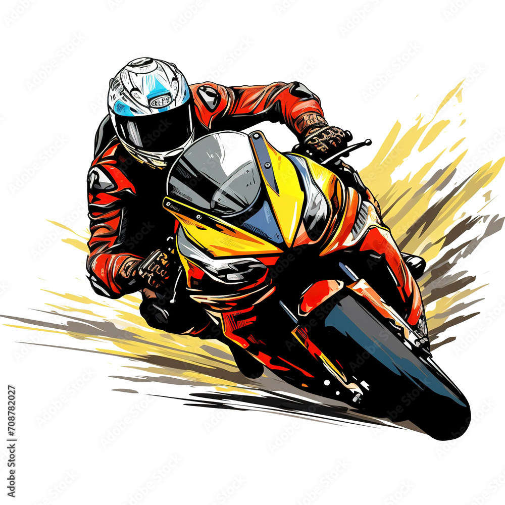 motogp image design with PNG tranparent background. vector style motogp illustration design for stickers, t-shirts and others. Generative Ai