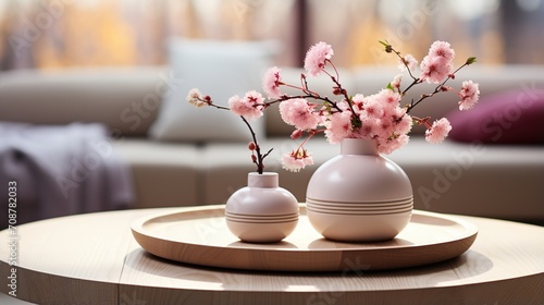 Still life with cherry blossoms in a vase