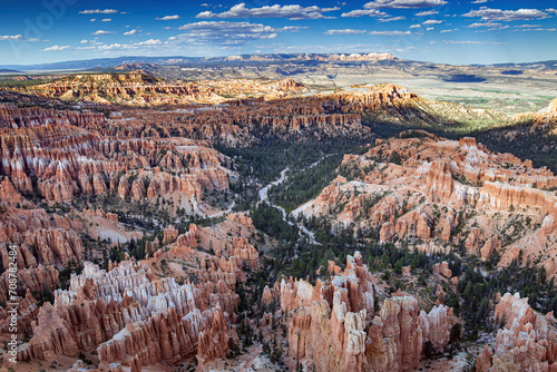Bryce Canyon National Park panoramic late afternoon desert landscape in Utah.