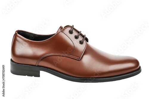 Men's stylish shoes made of brown leather, cut out - stock png.