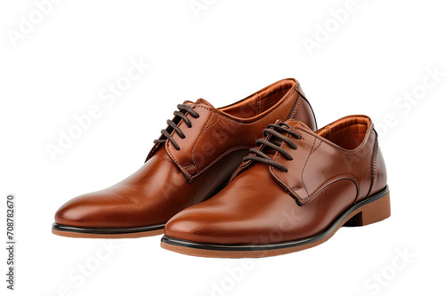 Men's stylish shoes made of brown leather, cut out - stock png.