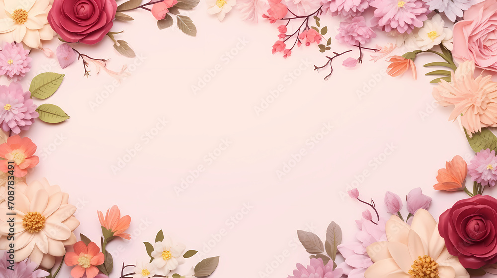 Empty floral frame with copy space for greeting card or invitation design Empty floral frame with copy space for greeting card or invitation design
