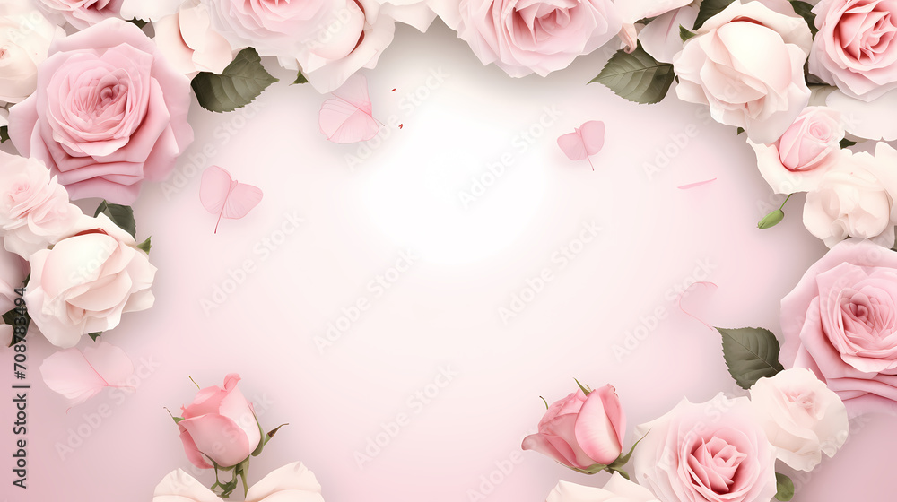 Empty floral frame with copy space for greeting card or invitation design Empty floral frame with copy space for greeting card or invitation design