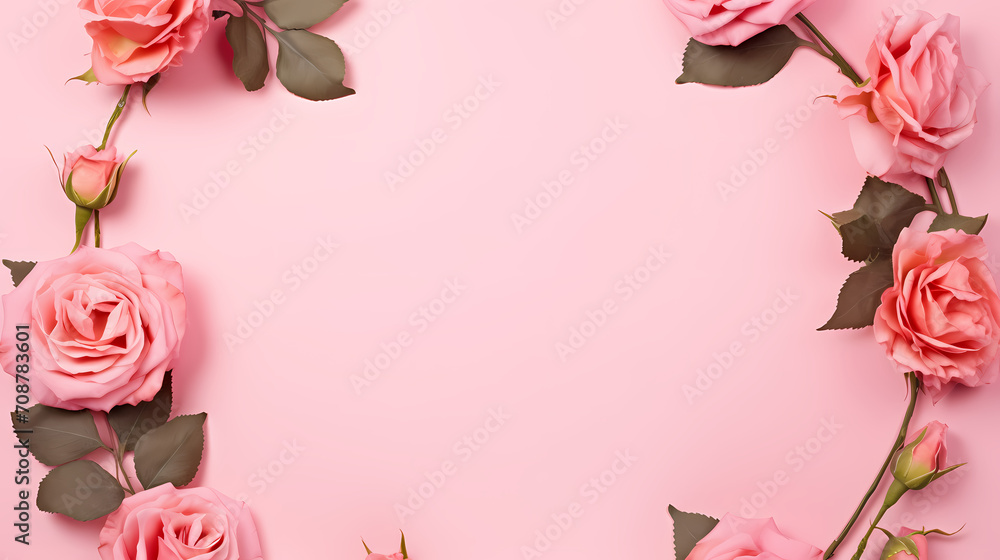 Empty floral frame with copy space for greeting card or invitation design